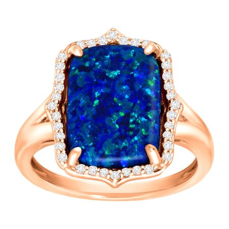 2 3/4 ct Blue Opal & White Topaz Ring
