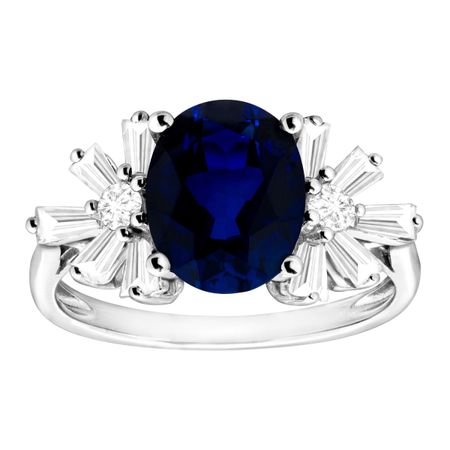 4 1/2 ct Blue & White Sapphire Starburst Ring