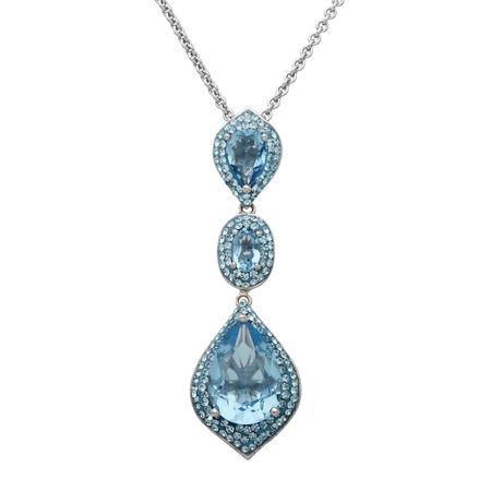 Triple Drop Pendant with Blue Swarovski Crystals