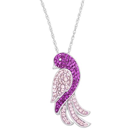 Bird Pendant with Purple Swarovski Crystals