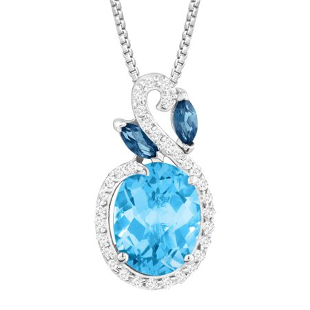 3 1/2 ct Multi-Blue & White Topaz Pendant
