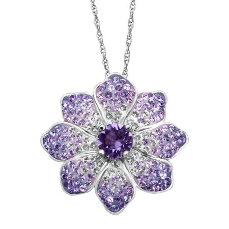 Flower Pendant with Purple & White Swarovski Crystals