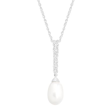 Pearl & 5/8 ct White Topaz Drop Pendant