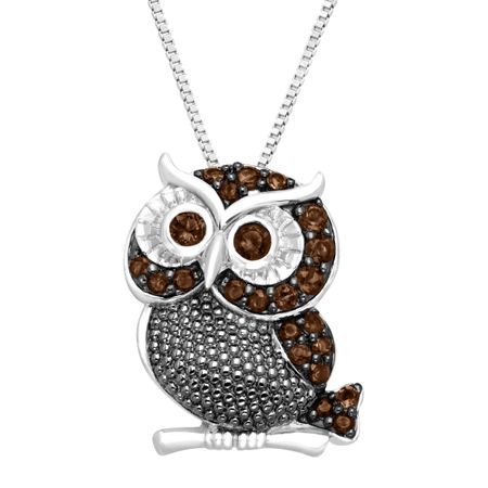 1/2 ct Smokey Quartz Owl Pendant