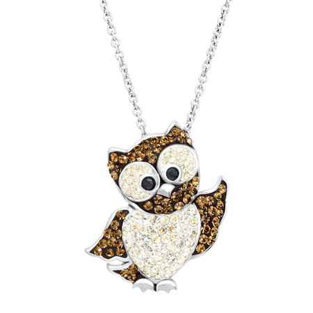 Owl Pendant with Swarovski Crystals