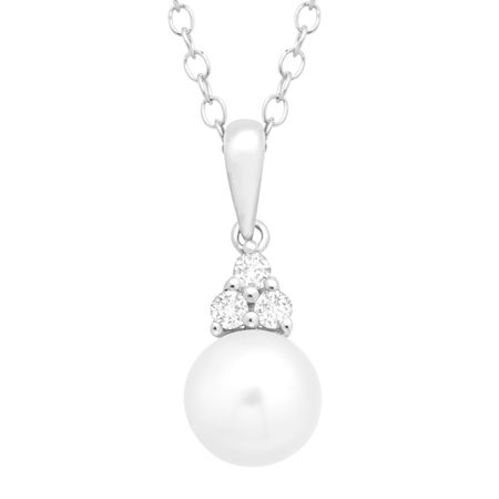 Pearl & 1/8 ct White Topaz Pendant
