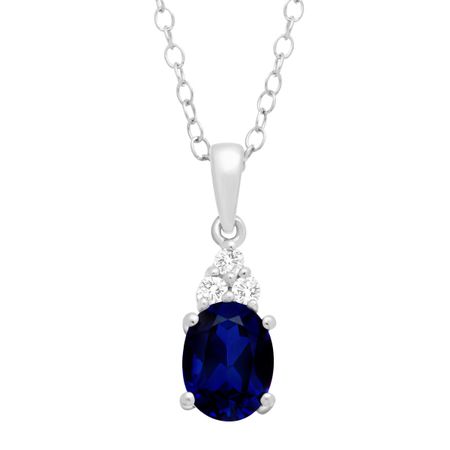 1 3/4 ct Sapphire & White Topaz Pendant