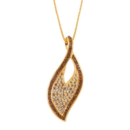 Twisted Leaf Pendant with Swarovski Crystals
