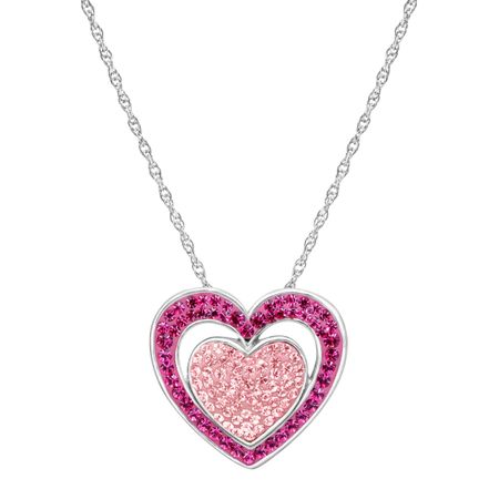 Double Heart Pendant with Swarovski Crystals