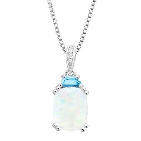 2 1/6 Opal & Blue Topaz Pendant with Diamonds