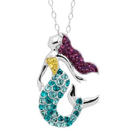 Mermaid Pendant with Multi Swarovski Crystals