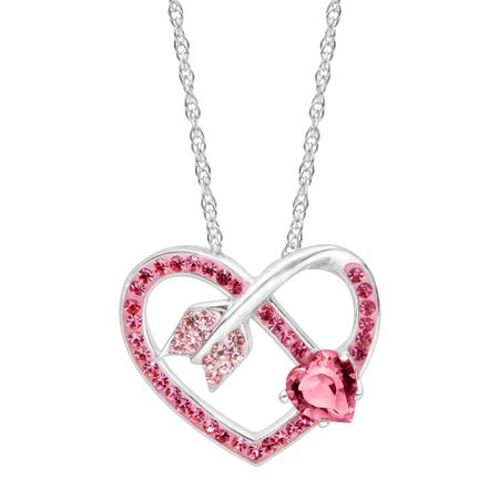Arrow Heart Pendant with Pink & Rose Swarovski Crystals