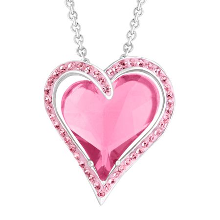 Double Heart Pendant with Rose Swarovski Crystals