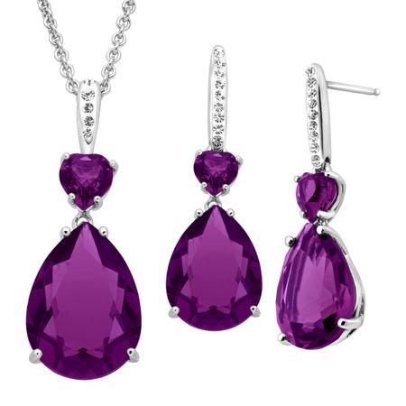 Pendant & Earrings Set with Violet Swarovski Crystals
