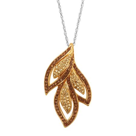 Triple Leaf Pendant with Swarovski Crystals