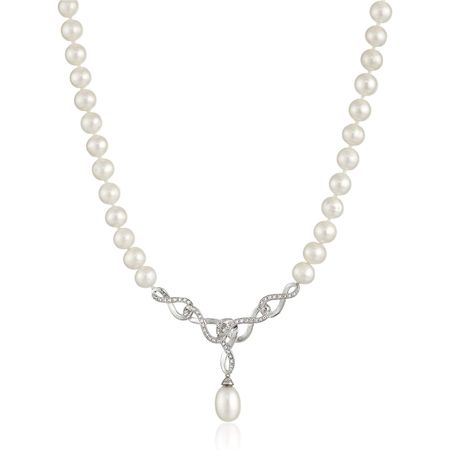 Pearl & White Topaz Infinity Necklace