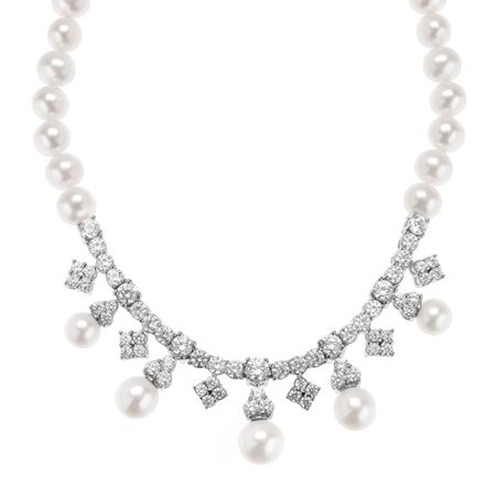 Pearl Strand Garland Necklace with Swarovski Zirconia