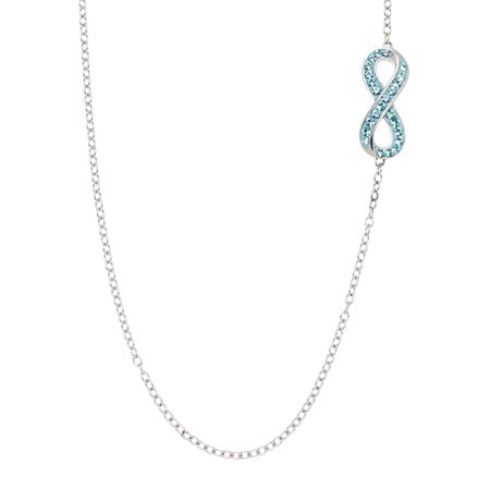 Infinity Necklace with Sky Blue Swarovski Crystals