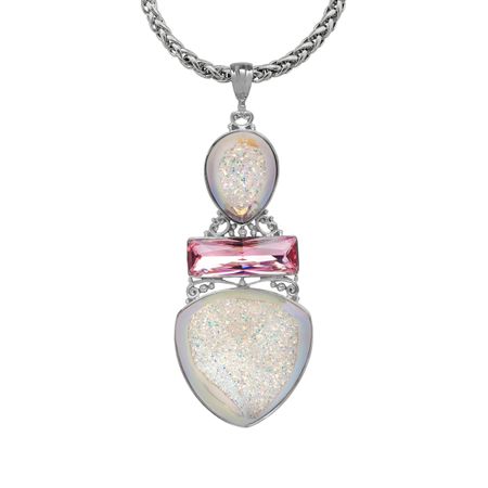 Druzy Quartz Pendant with Swarovski Crystals