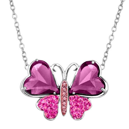 Two-Tone Butterfly Necklace with Swarovski Crystals