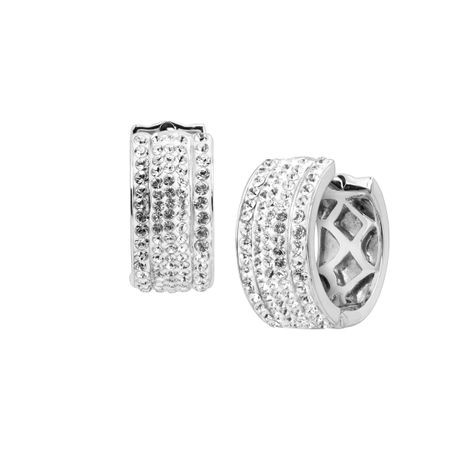 Huggie Hoop Earrings with Swarovski Crystals
