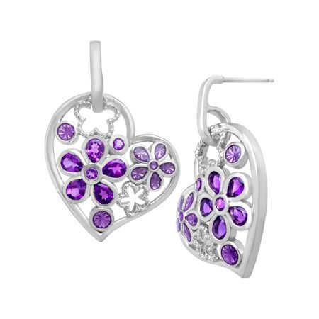 1 5/8 ct Amethyst Heart Drop Earrings
