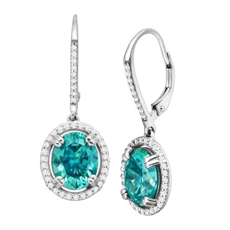 Oval Drop Earrings with Teal Swarovski Zirconia