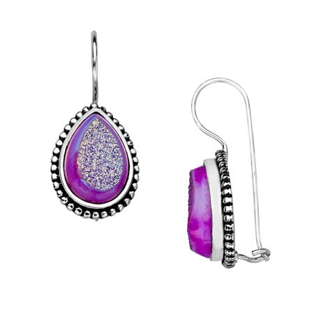 Pink Druzy Drop Earrings
