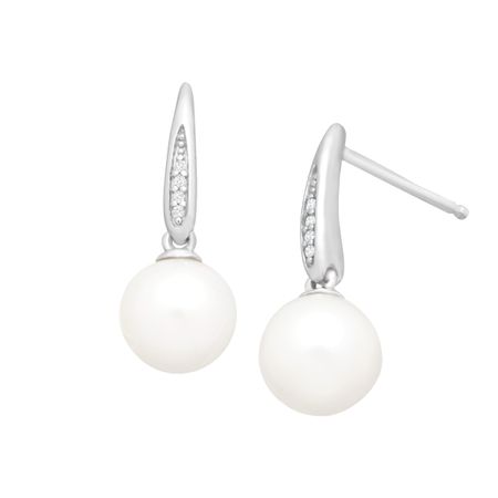 Pearl Drop Earrings with Diamonds