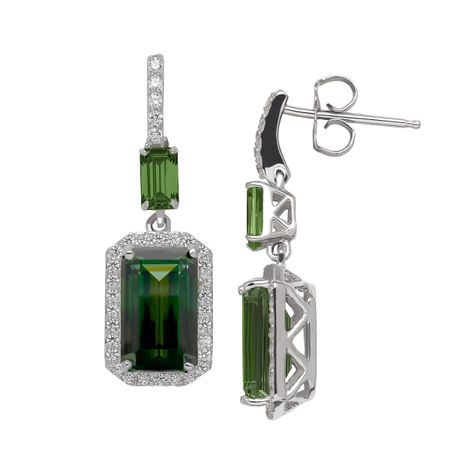 Drop Earrings with Green Swarovski Zirconia