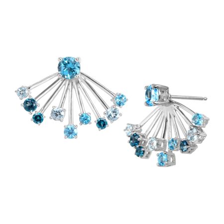 3 1/3 ct Multi Blue Topaz Front-Back Earrings