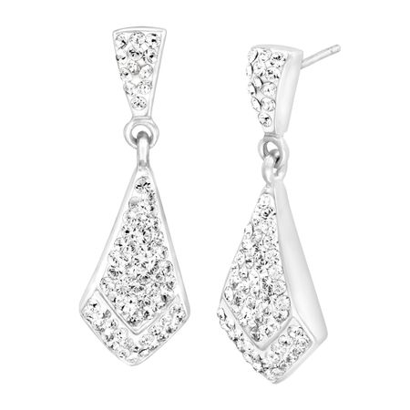 White-Shape Drop Earrings with Swarovski Crystals