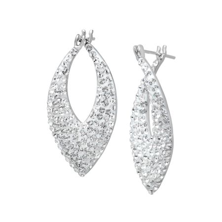 Pointed Hoop Earrings with Swarovski Crystal