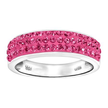 Band Ring with Pink Swarovski Crystals