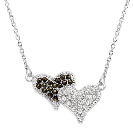 Double Heart Necklace with Swarovski Crystals