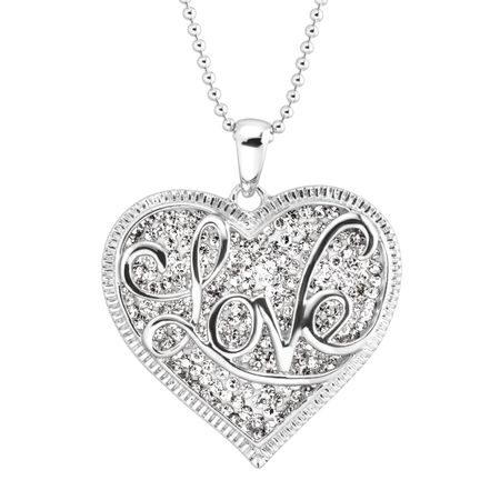 'Love' Script Overlay Pendant with Swarovski Crystals