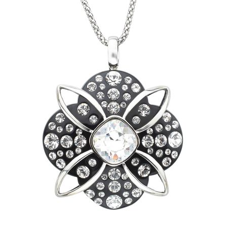 Black Resin Pendant with Swarovski Crystals