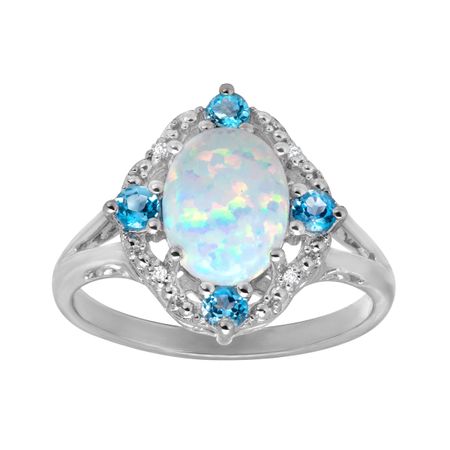 1 1/6 ct Opal & Topaz Ring with Diamonds