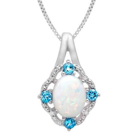 1 ct Opal & 1/6 ct Blue Topaz Pendant