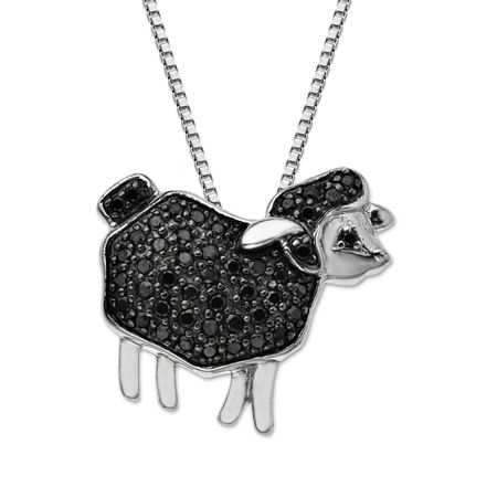 1/4 ct Black Diamond Sheep Pendant