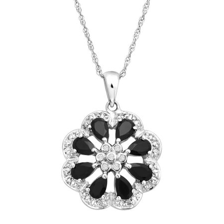 7/8 ct Onyx Flower Pendant with Diamonds