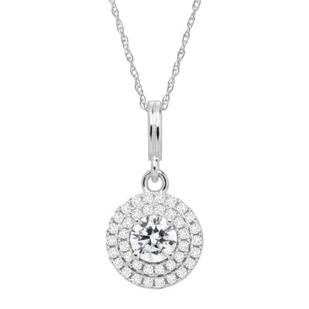 Cubic Zirconia Halo Pendant