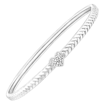 Heart Bangle Bracelet with Diamonds