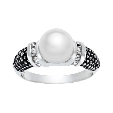 Ring with Swarovski Crystals Pearl & Crystal