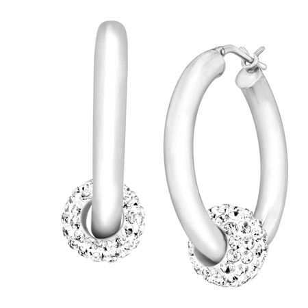 Polished Hoop Earrings with Swarovski Crystal Beads