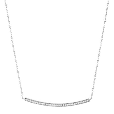 Curved Bar Necklace with Cubic Zirconia