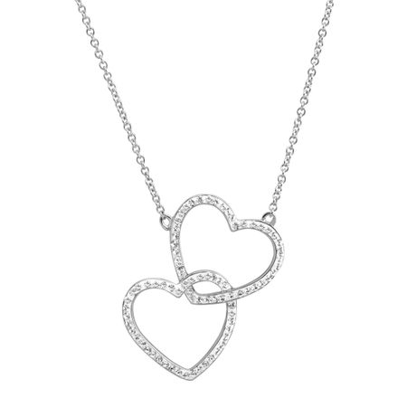 Stacked Hearts Pendant with Swarovski Crystals