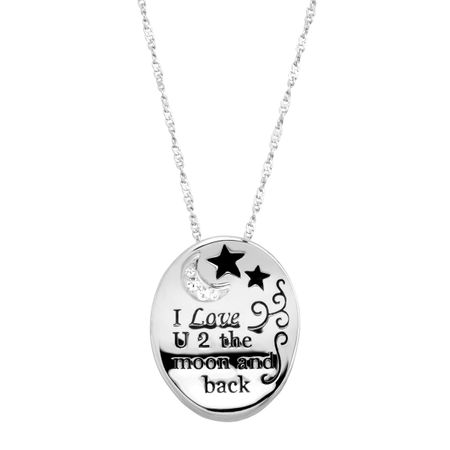 'I Love U 2 the Moon & Back' Pendant with Swarovski Crystals
