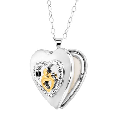 Mother & Child Heart Locket with Swarovski Crystals