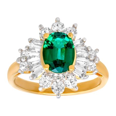 2 1/3 ct Emerald & White Sapphire Ring
